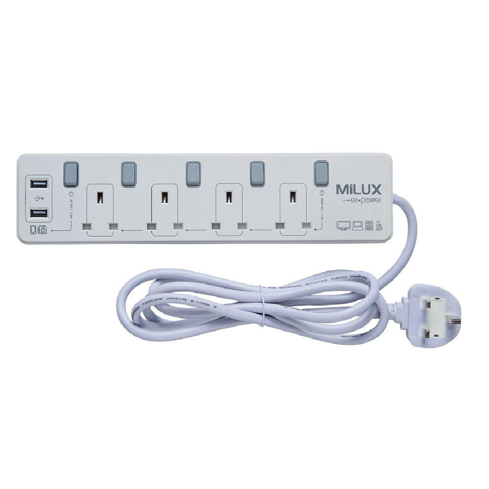Get 3-5 plug trailing socket from Milux. Extension cords to meet your electronic needs!